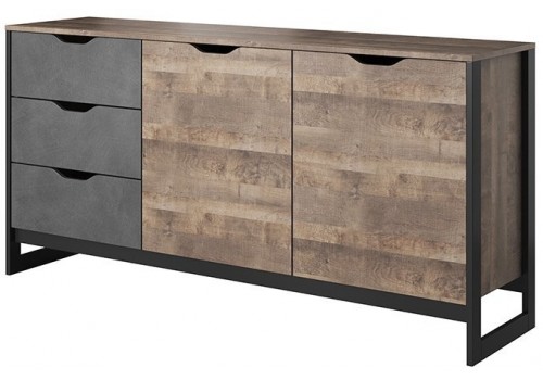  Гостиная Стокгольм Комод 2д 3ящ Дуб гранж песочный/Железный камень