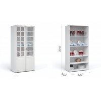                     Система Лацио Витрина 2д Белый/Белое дерево